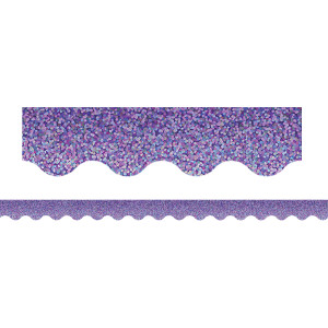 Purple Sparkle Scalloped Border Trim, 35 Feet