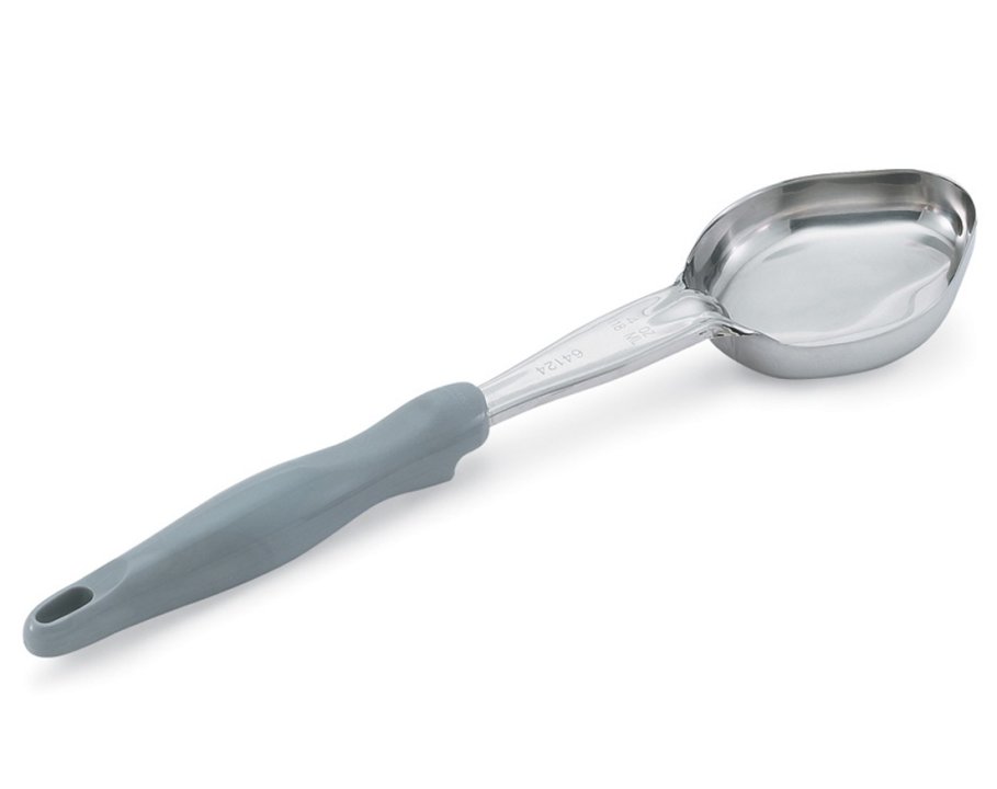 4ounce onepiece heavyduty stainless steel solid oval Spoodle® utensil with gray nylon handle