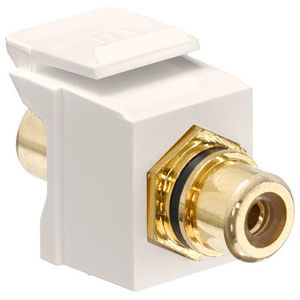QuickPort® RCA Connector, Gold-Plated, Feedthrough, Black Stripe, Light Almond