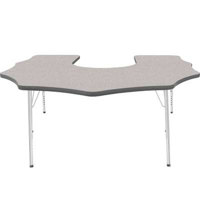 Creative Colors® Activity Table, Scalloped Horseshoe, 60" x 66", Gray Nebula Top Color, Graphite Edge Color, Standard Leg Height