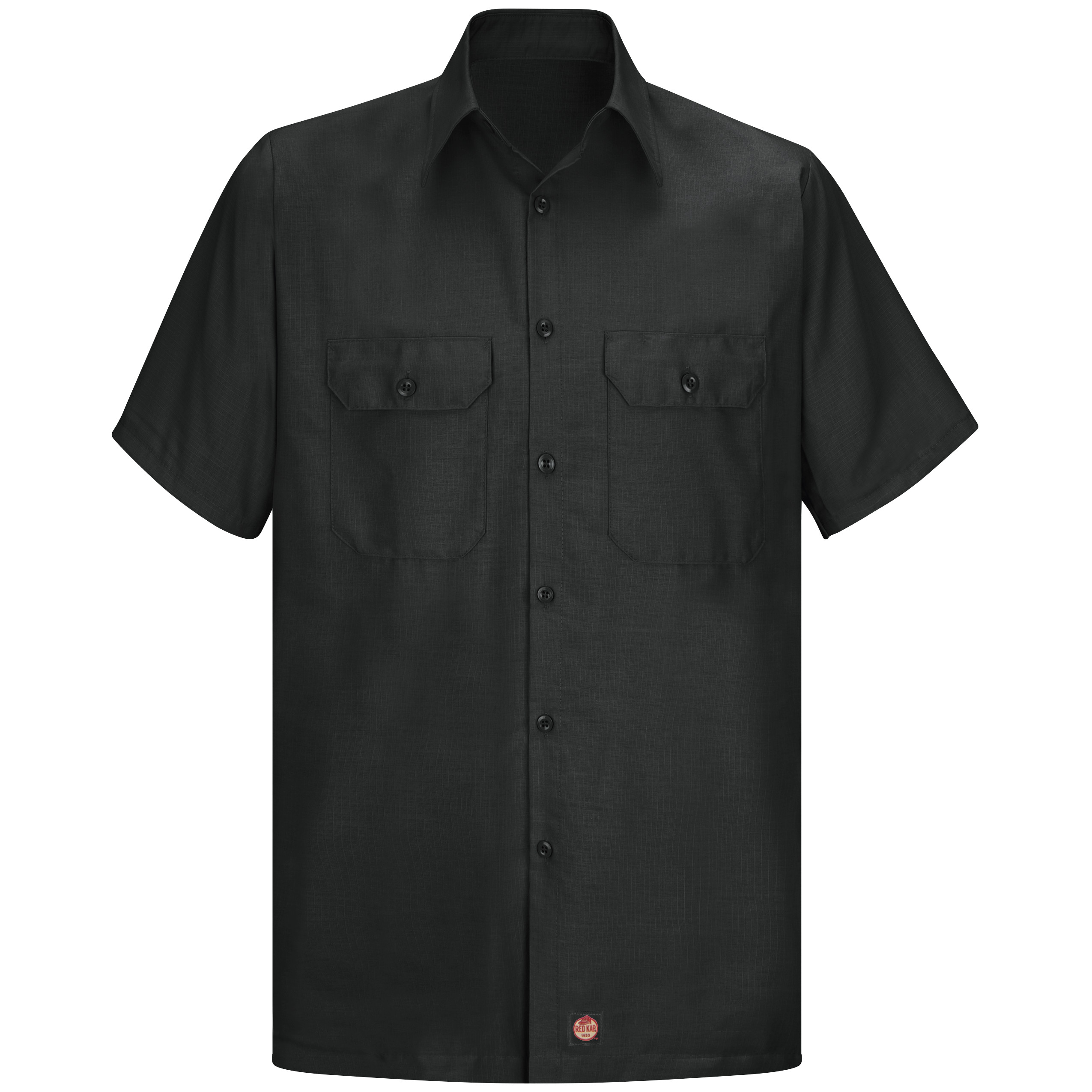 Men‘s Short Sleeve Solid Rip Stop Shirt-Red Kap