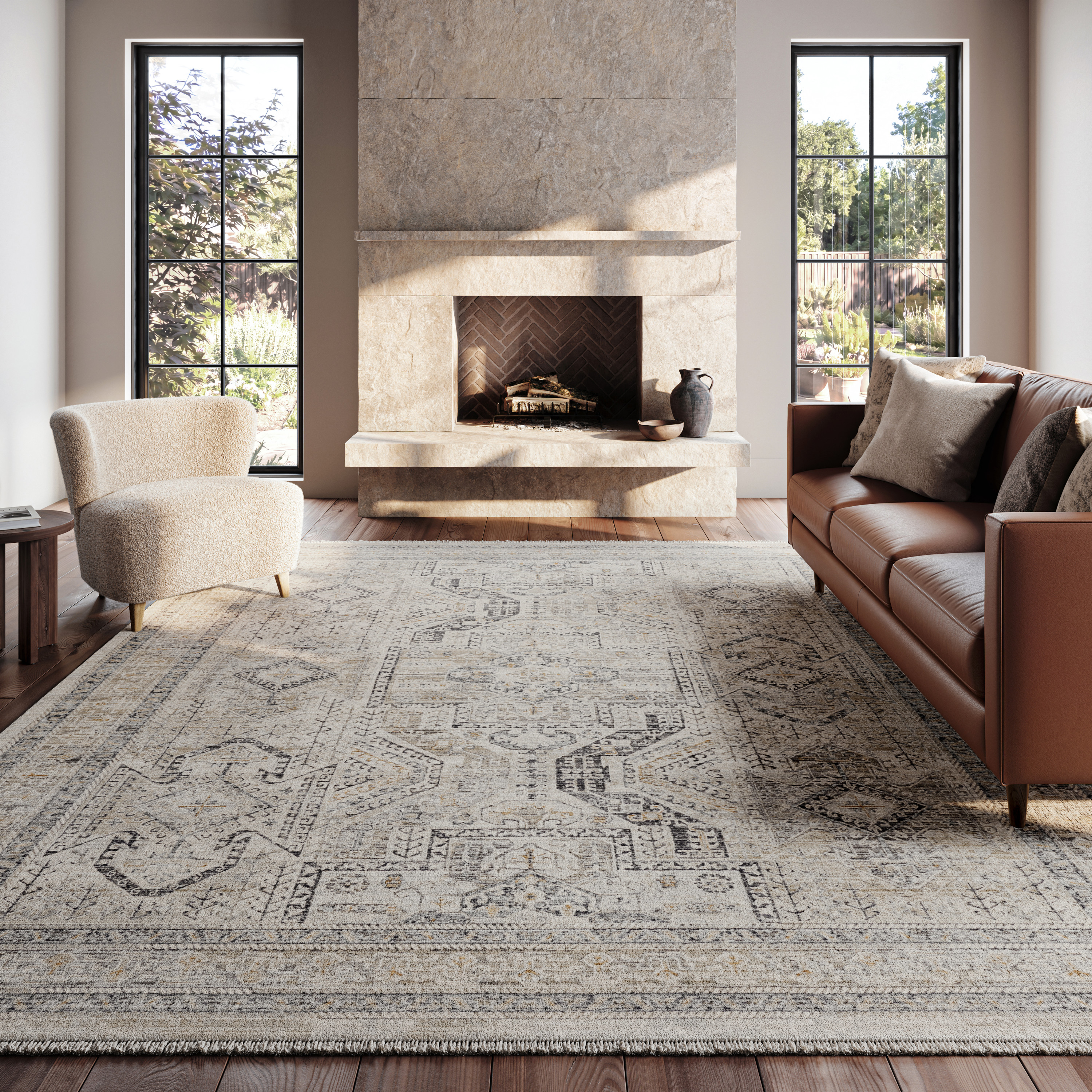 Nourison Lynx 12' x 15'9" Ivory Grey Blue Vintage Indoor Rug