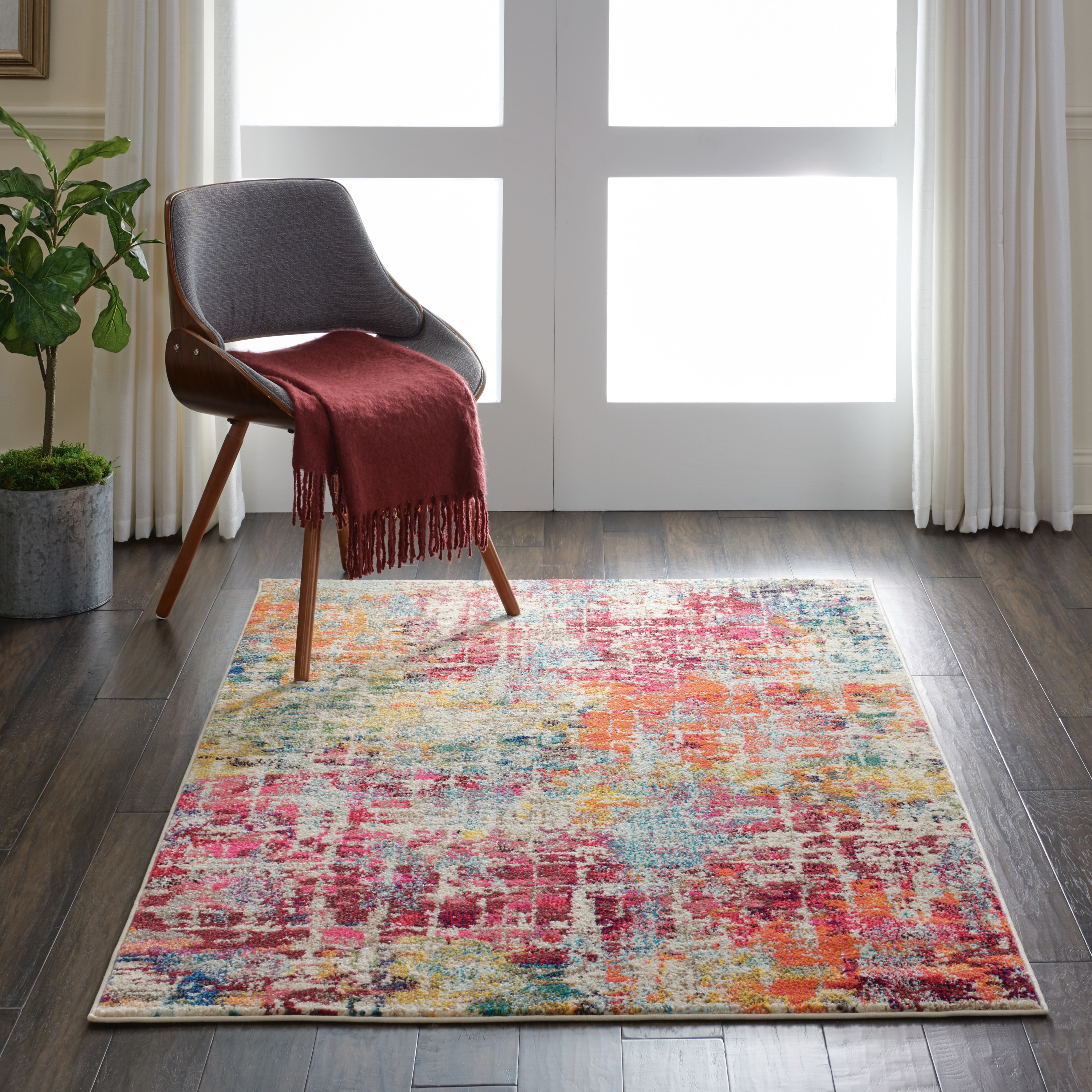 Nourison Celestial 3'11" x 5'11" Pink Multicolor Modern Indoor Rug