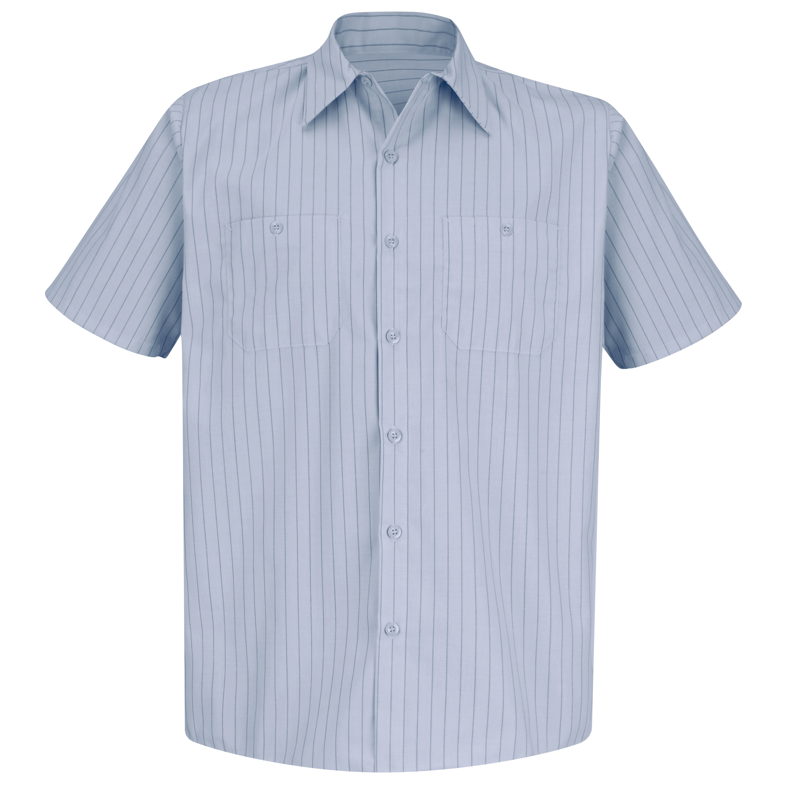 Men‘s Short Sleeve Striped Work Shirt-Red Kap