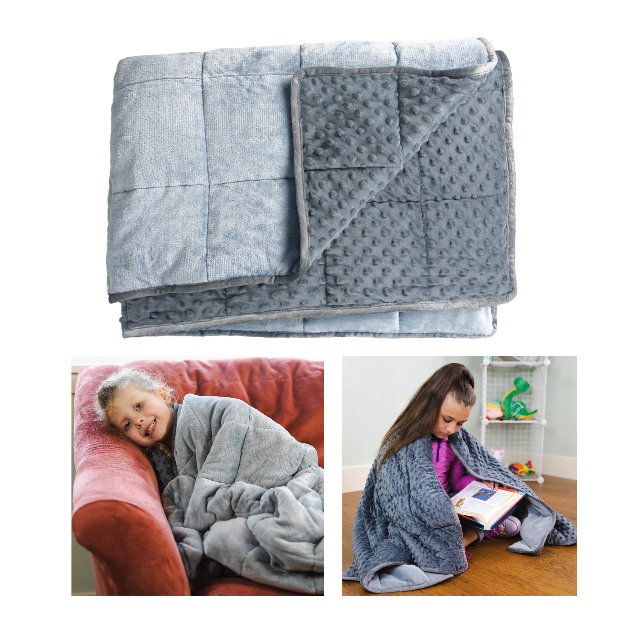 Bouncyband Soft Fleece Weighted 10lb Medium Sensory Blanket for Kids, 65" x 45" image number null