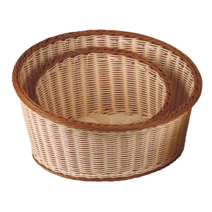 Slanted wicker round bread basket 36 cm polypropylene in brown