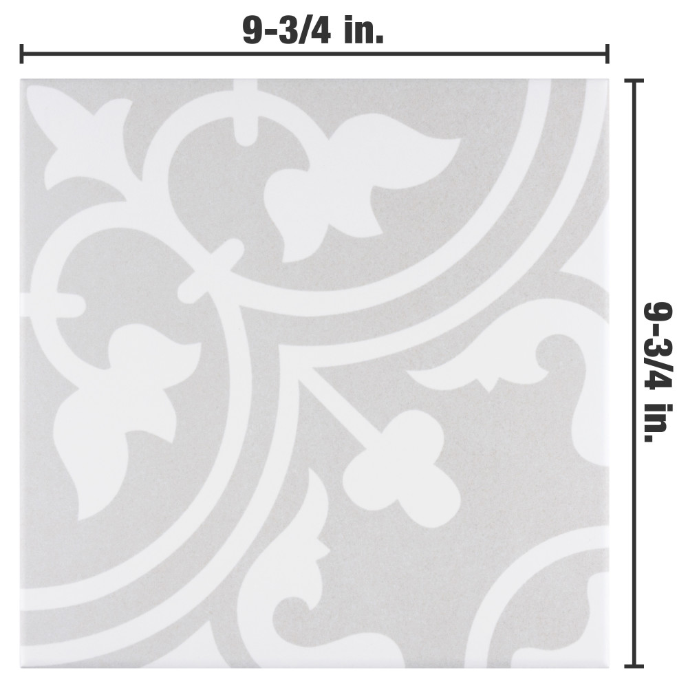 Arte Soft Grey 9-3/4 in. x 9-3/4 in. Porcelain Floor and Wall Tile