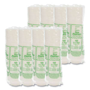 Dart, Quiet Classic Laminated Foam Dinnerware Bowls, 10 To 12 Oz, White