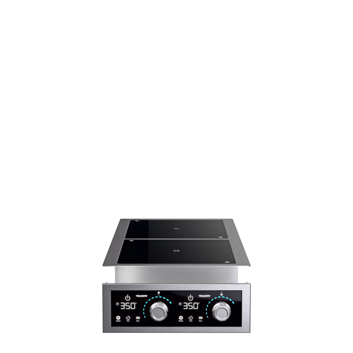 208- to 240-volt 2,900-watt two-hob drop-in induction range with programs