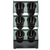 Six-compartment vertical countertop flatware organizer with removable black perforated cylinders