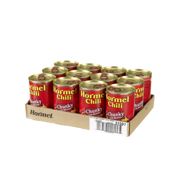 HORMEL(r) CHUNKY CHILI w/BEANS - 12/15 OZ . C1RM - Front Right Open Case (Hi Res)