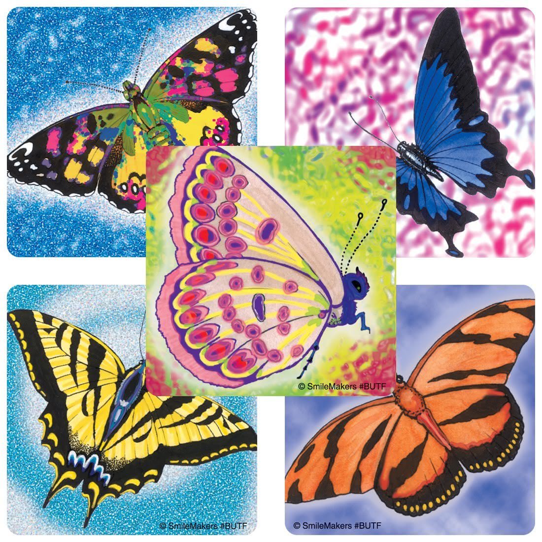 Sticker SmileMakers® 100 per Box Butterflies 2-1/2 X 2-1/2 Inch