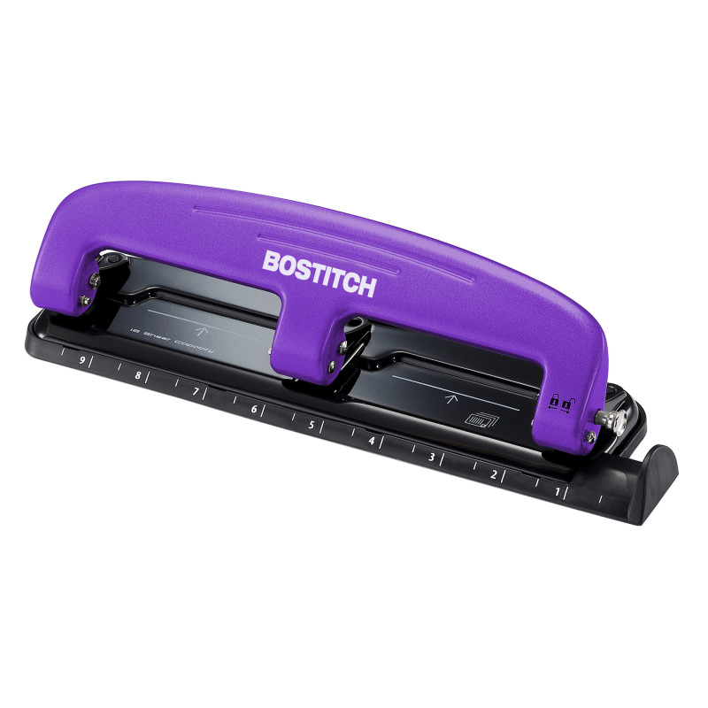 Inpress+Three-Hole+Punch%2C+12-Sheet+Capacity%2C+Purple%2Fblack