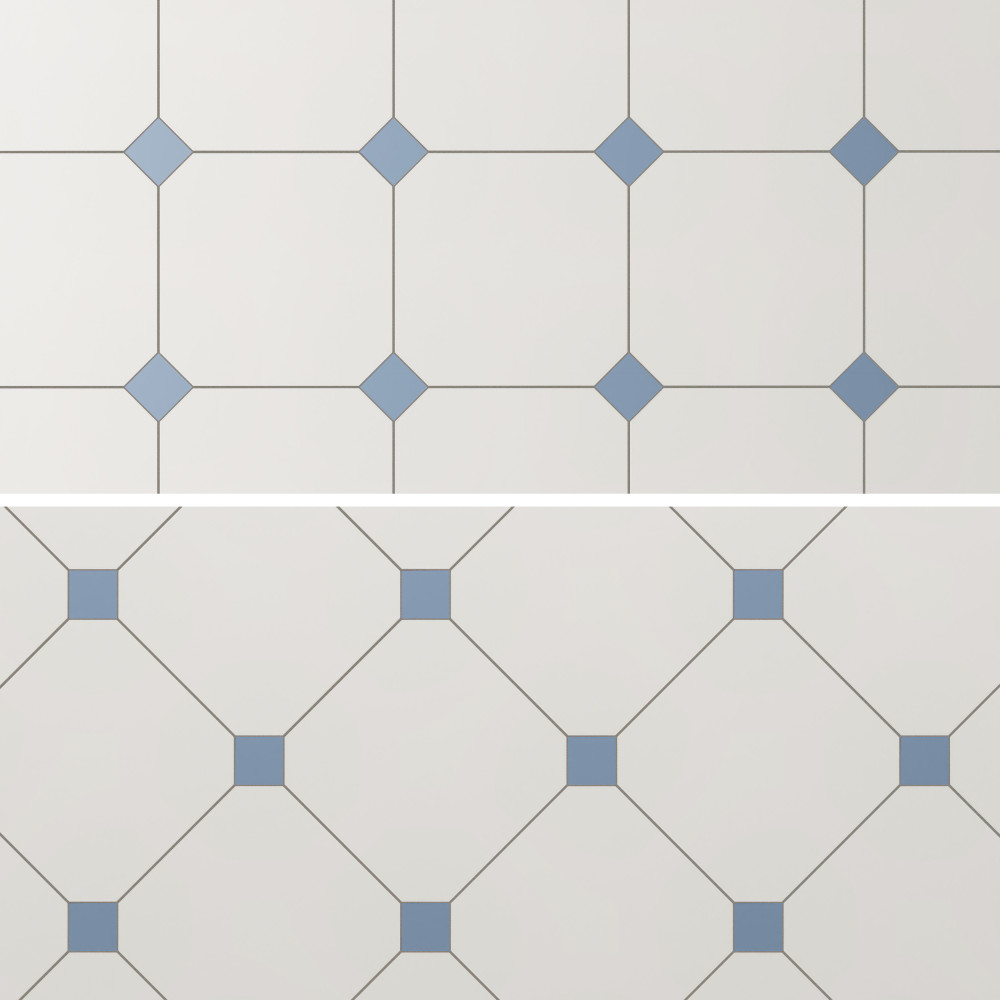 Vaudeville Octagon Nacar with Taco Azzuro 7-7/8 in. x 7-7/8 in. Porcelain Floor and Wall Tile