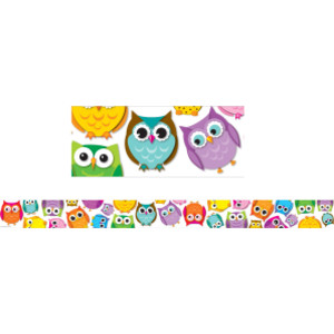 Colorful Owls Straight Border, 36 Feet