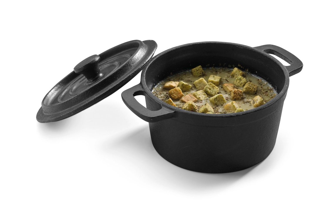 Mini cacerola redonda 14 centímetros de hierro fundido con tapa