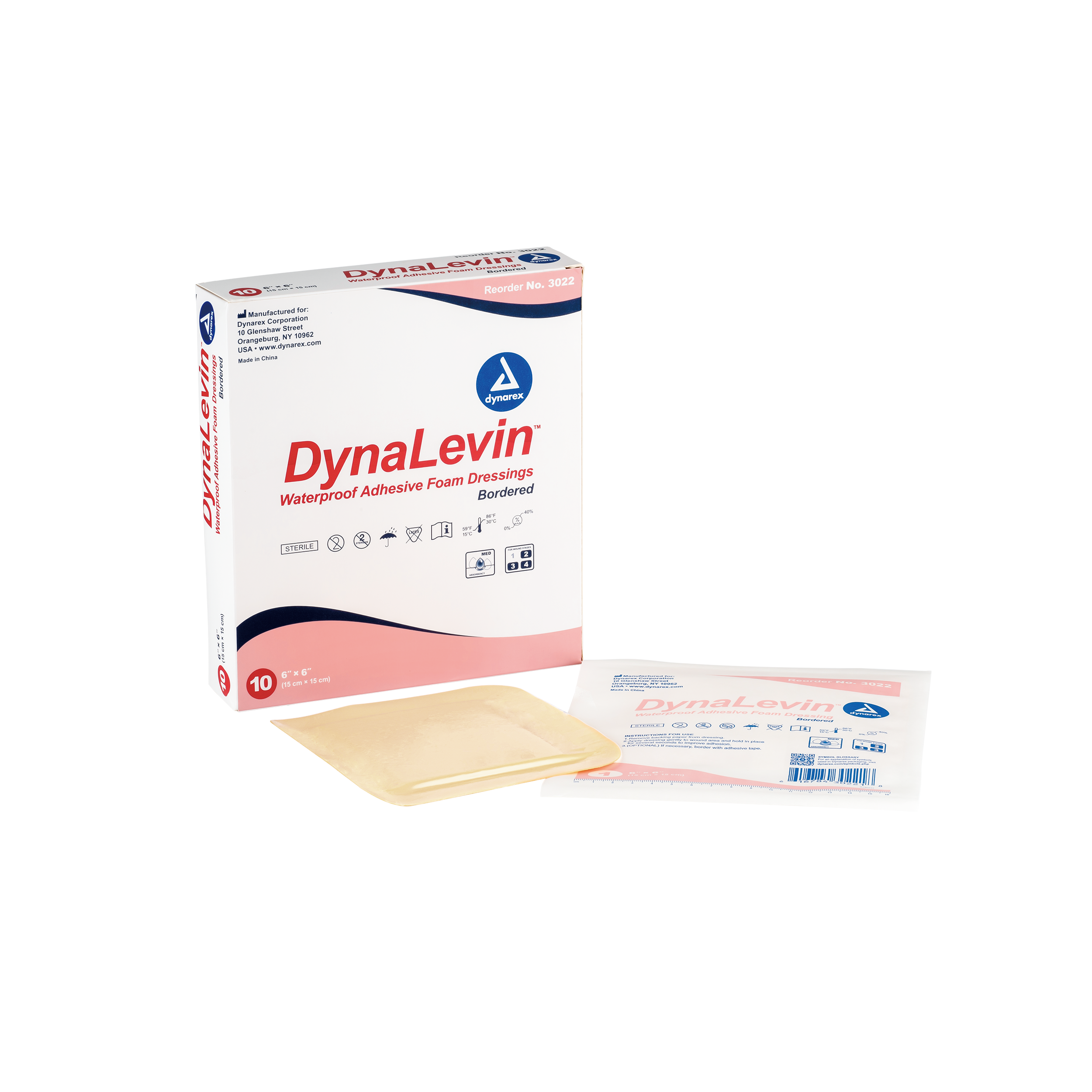 DynaLevin™ Waterproof Adhesive Bordered Foam Dressing - 6