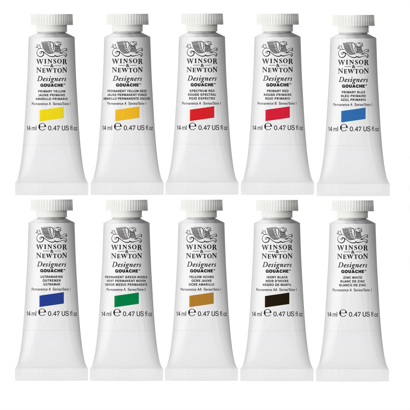 Designers Gouache Paint, Introductory Set, 14 mL Tubes, 10 Colors