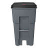 Rubbermaid Commercial, Rollout, 65 gal, Resin, Gray, Square, Receptacle