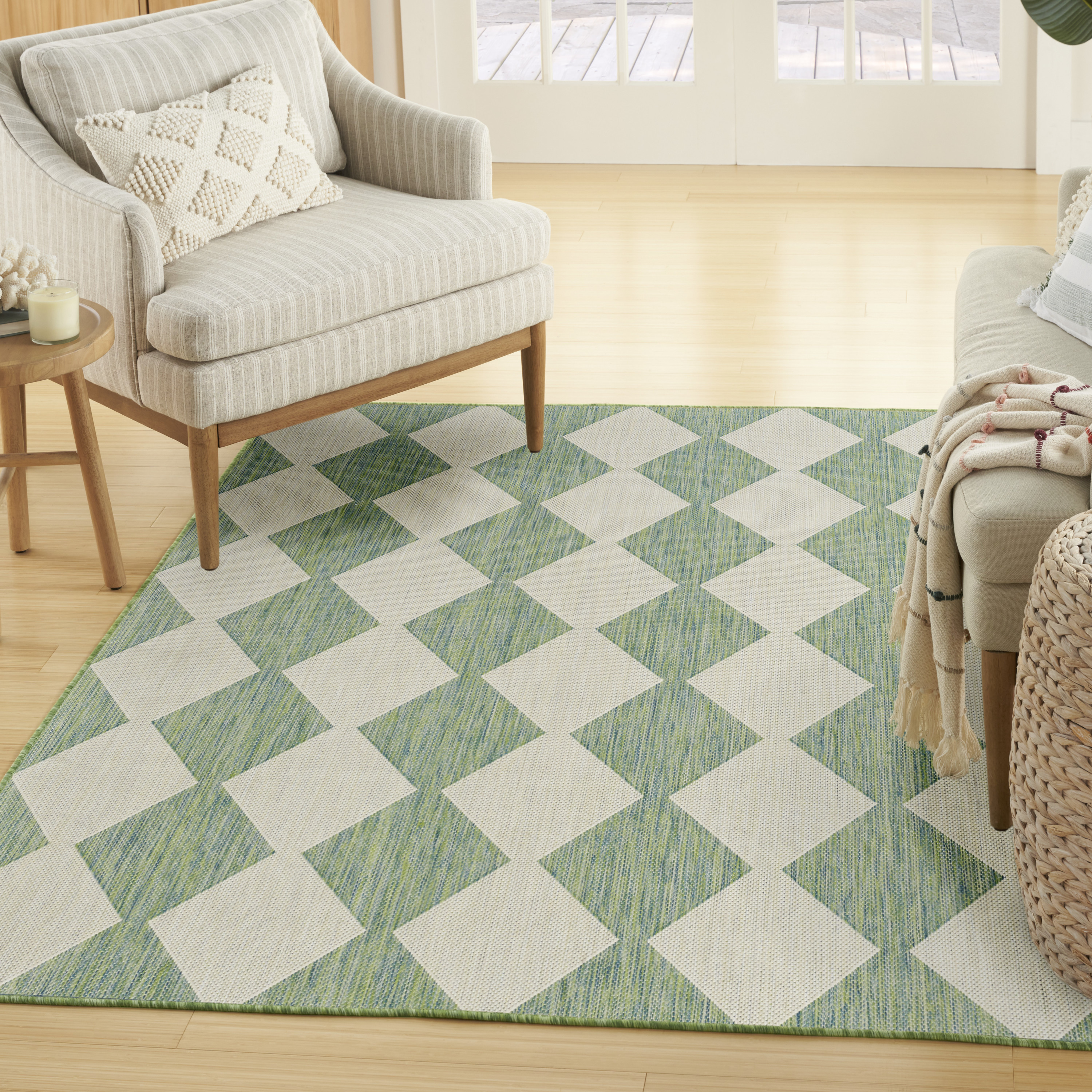 Nourison Positano 4' x 6' Blue Green Modern Rug