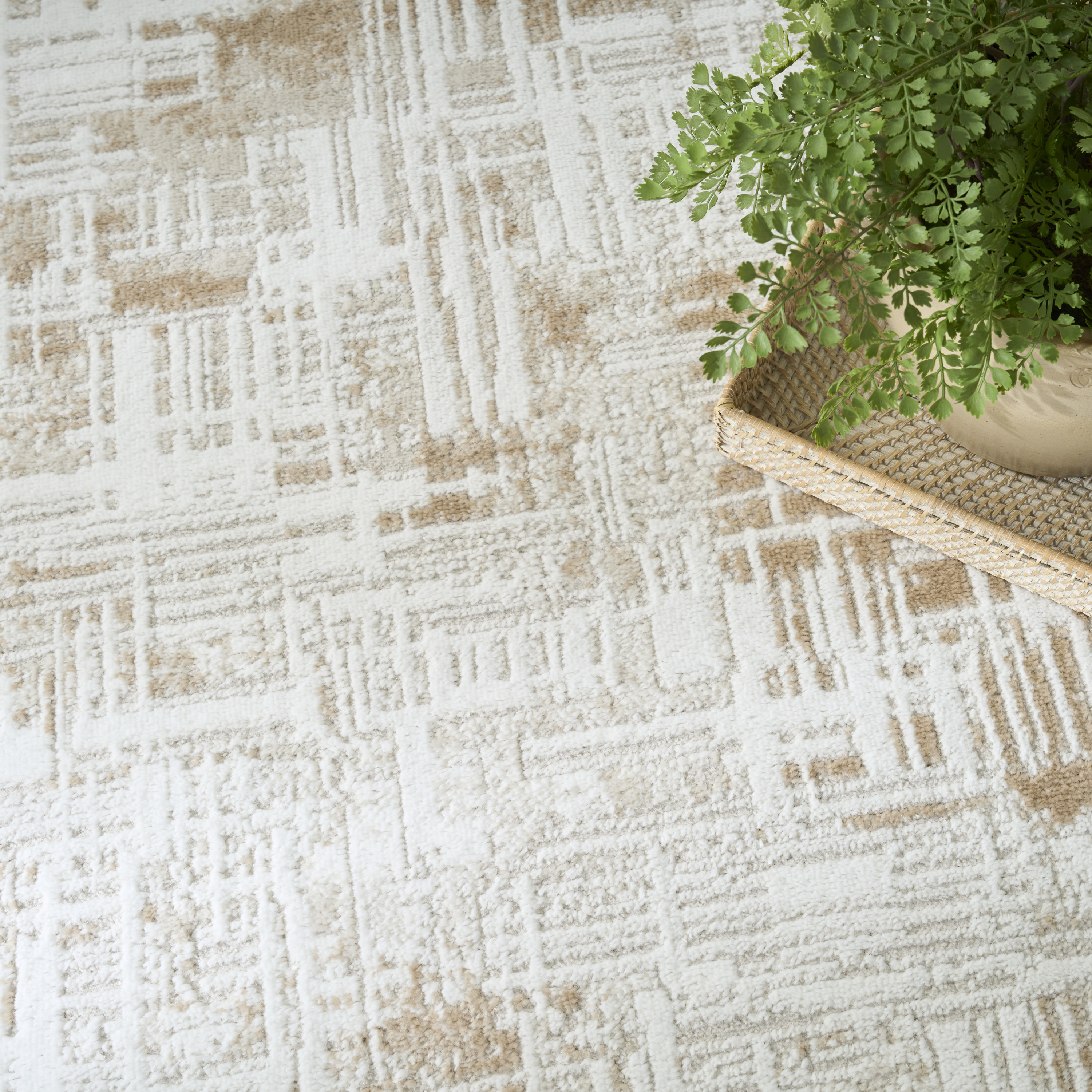 Nourison Dekor 4' x 6' Ivory Taupe Modern Indoor Rug