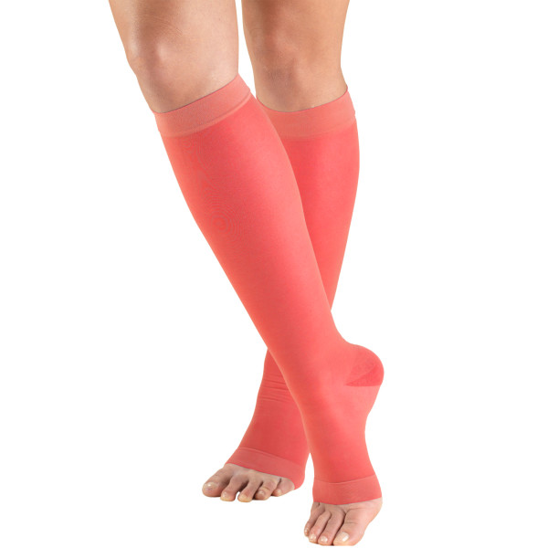 1772 Ladies' Below Knee Open Toe Pink Sheer Stockings