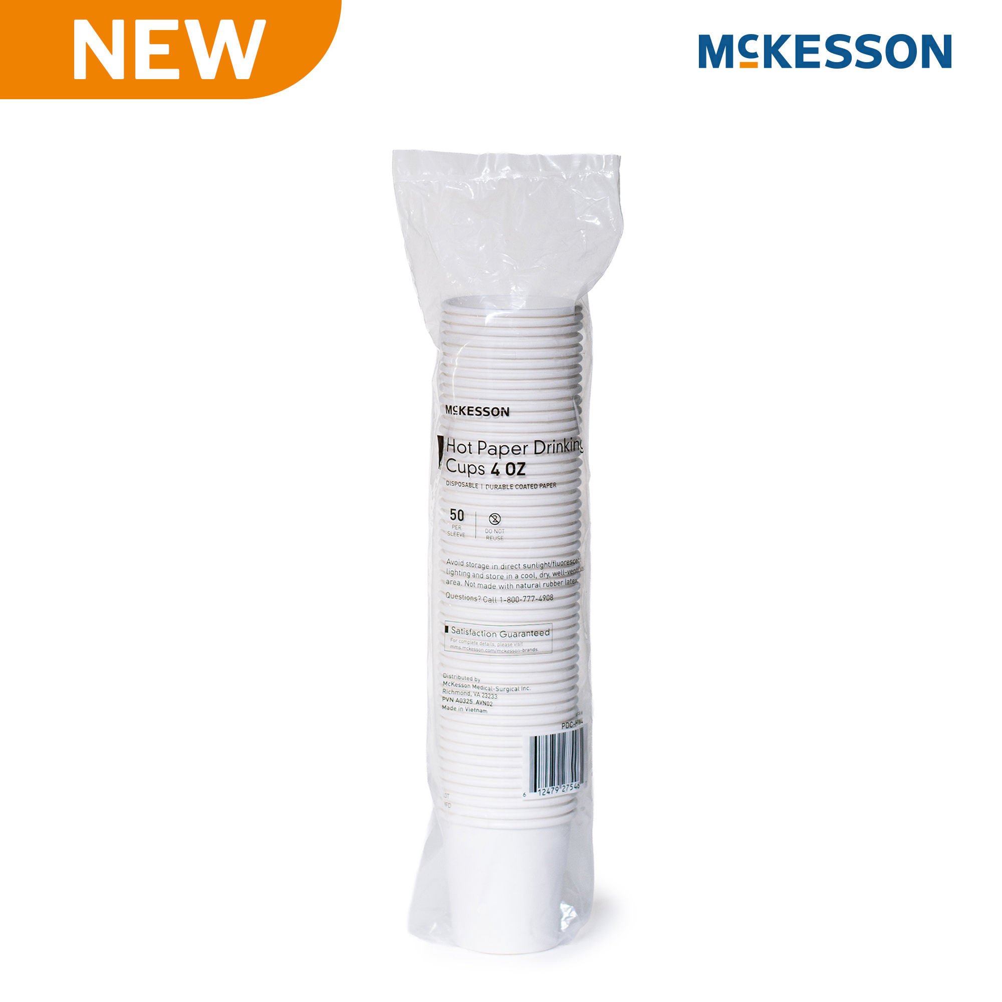 McKesson Paper Drinking Cup for Hot Beverages, White, 4-ounce Capacity