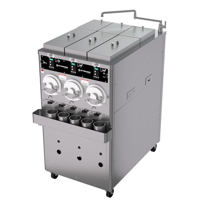 208- to 240-volt 3-phase air-remote-cooled three-barrel custard floor model