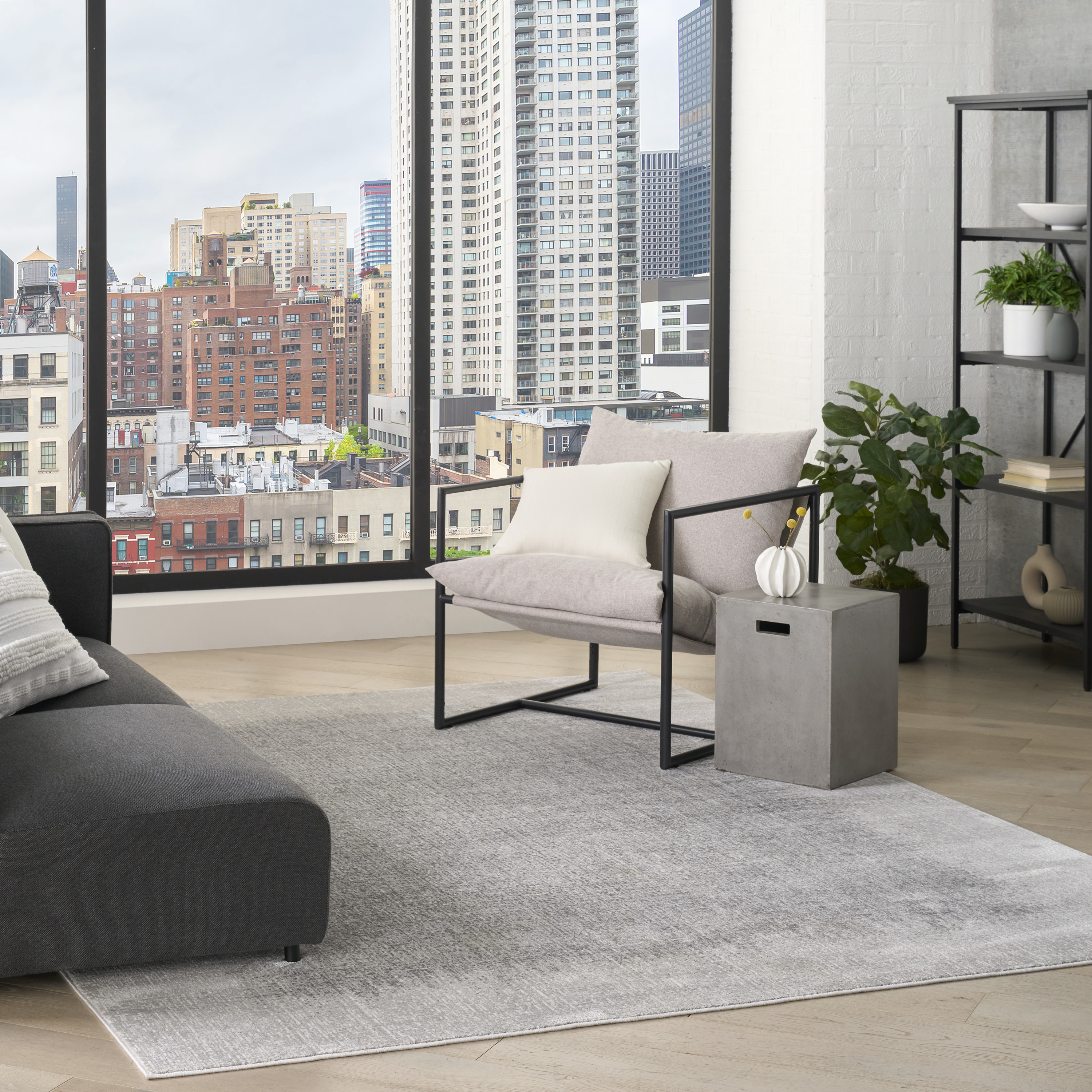 DKNY Grand Street 6' x 9' Light Grey Modern Indoor Rug
