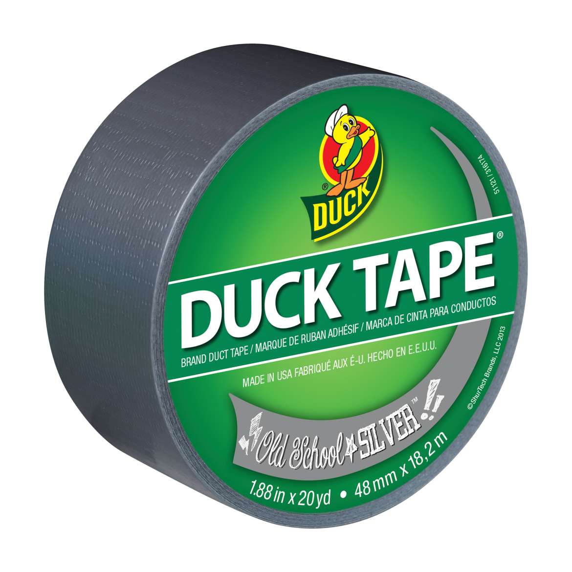 Color Duck Tape® Brand Duct Tape - Old School Silver, 1.88 in. x 20 yd. Image