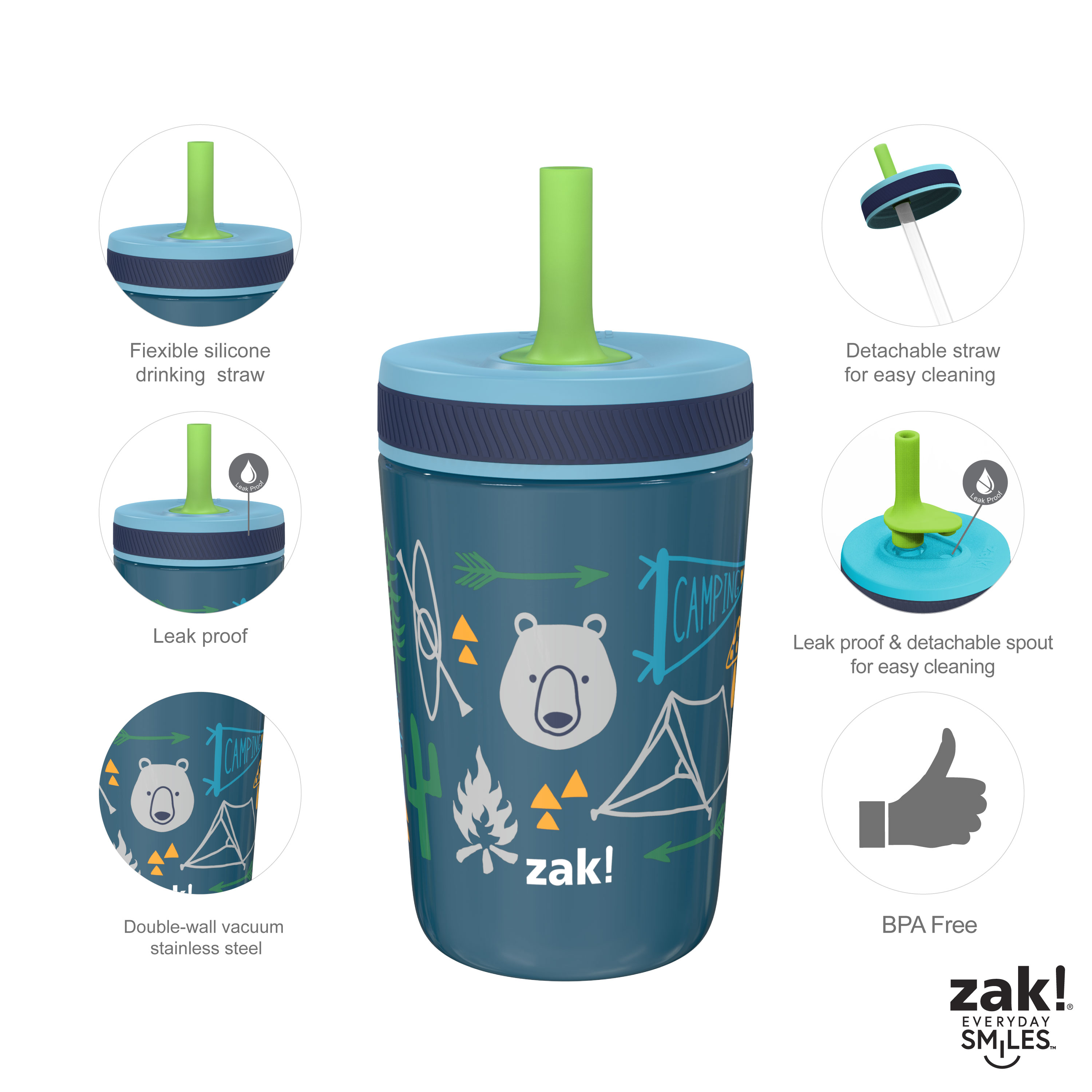 Zak! Hydration 15  ounce Plastic Tumbler, Explore, 3-piece set slideshow image 7