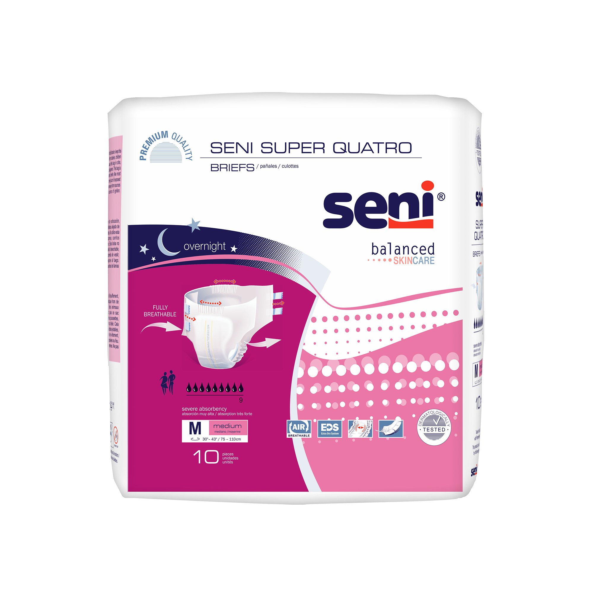 Seni Super Quatro Severe Absorbency Incontinence Brief, Medium MK 1163836