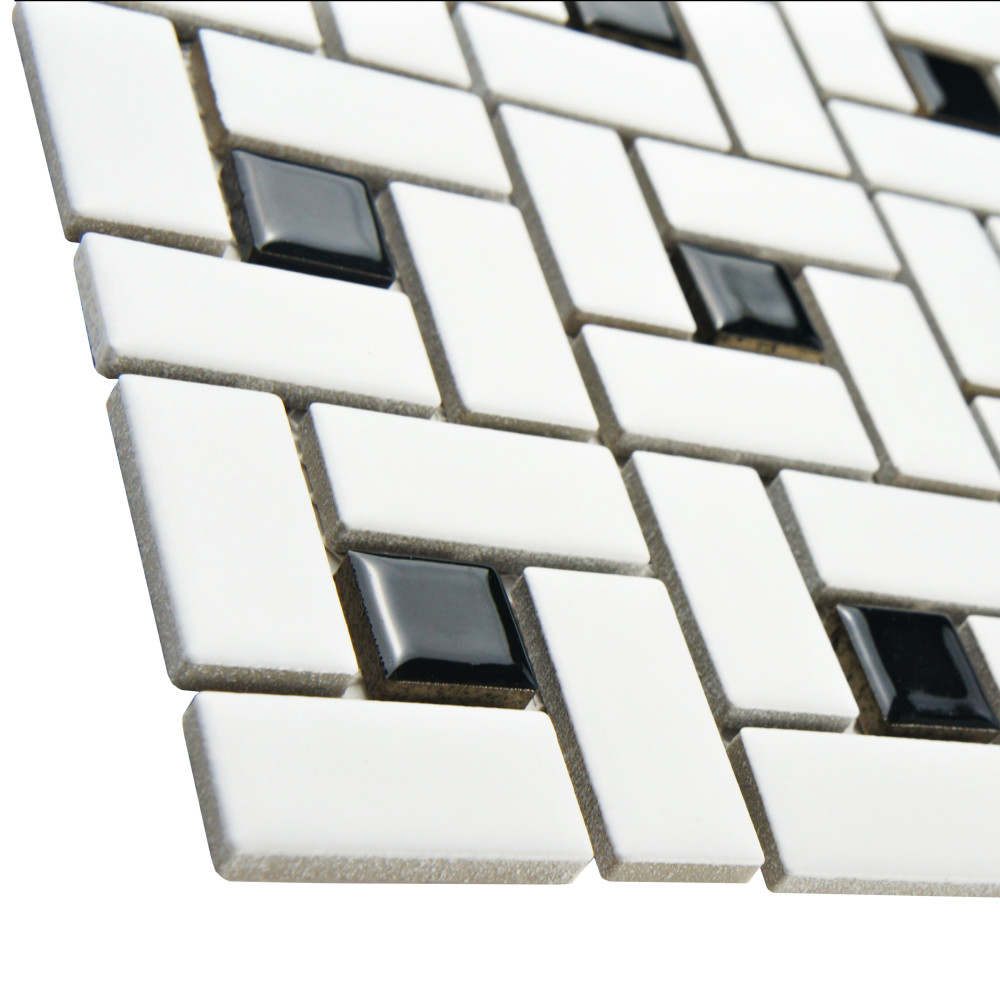 Spiral Black and White 12-5/8 in. x 12-5/8 in. Porcelain Mosaic Tile