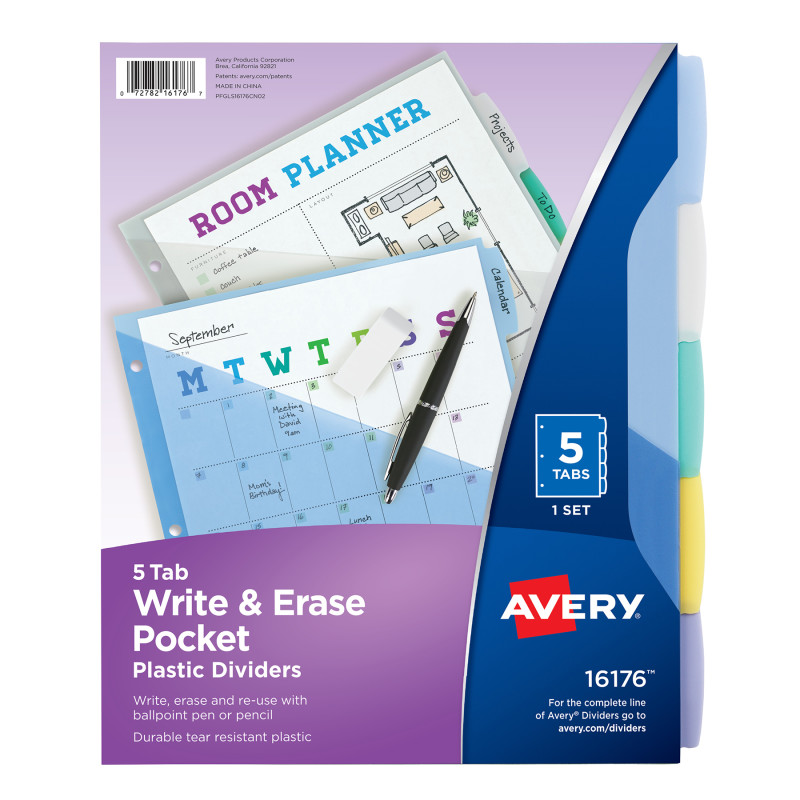 Write+%26+Erase+Big+Tab+Plastic+Dividers%2C+5-Tab%2C+Letter