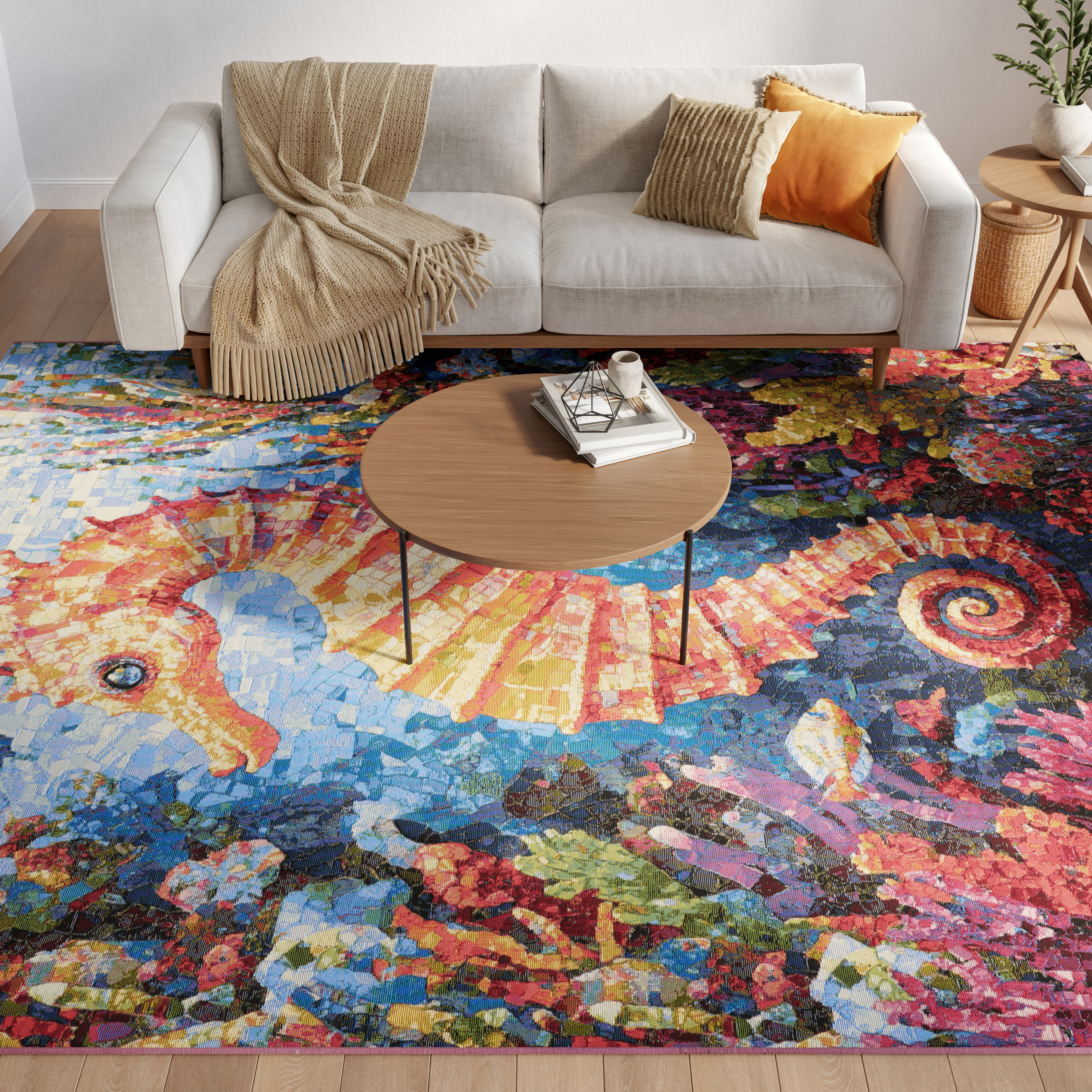 Nourison Color Splash 7'10" x 9'10" Multicolor Coastal, Nautical & Beach Rug