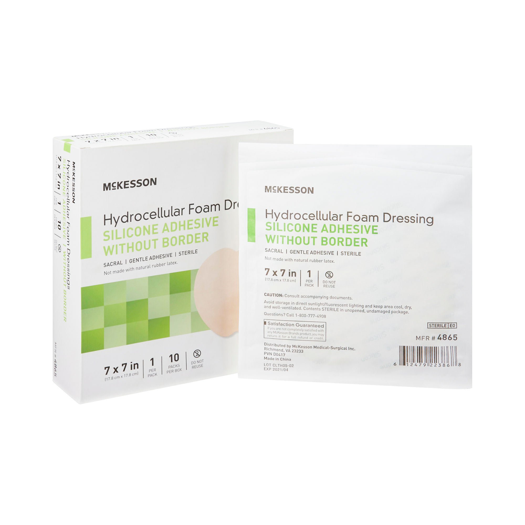 McKesson Hydrocellular Foam Dressing, Silicone Adhesive, w/o Border, 7 x 7 Inch