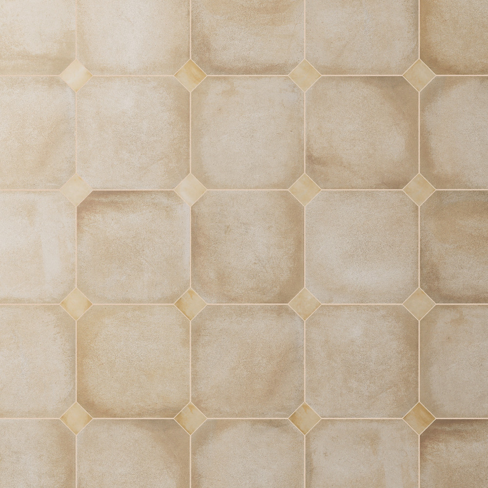 Laverton Octagon Beige with Taco Beige 7-7/8 in. x 7-7/8 in. Porcelain Floor and Wall Tile