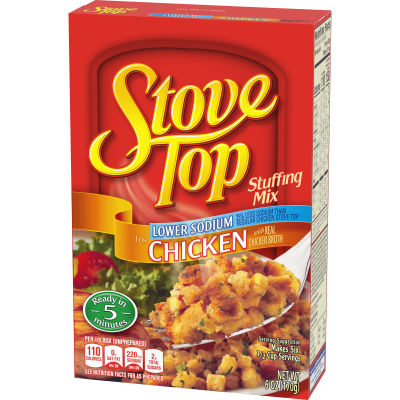 Stove Top Low Sodium Stuffing Mix for Chicken 25% Less Sodium, 6 oz Box