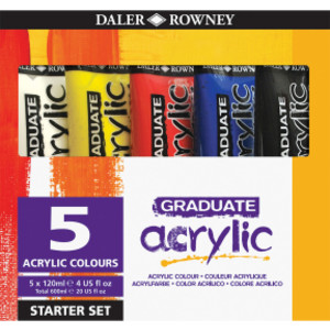 Graduate Acrylic Paint Starter Set, Assorted Colors, 120ml, 5 Pieces