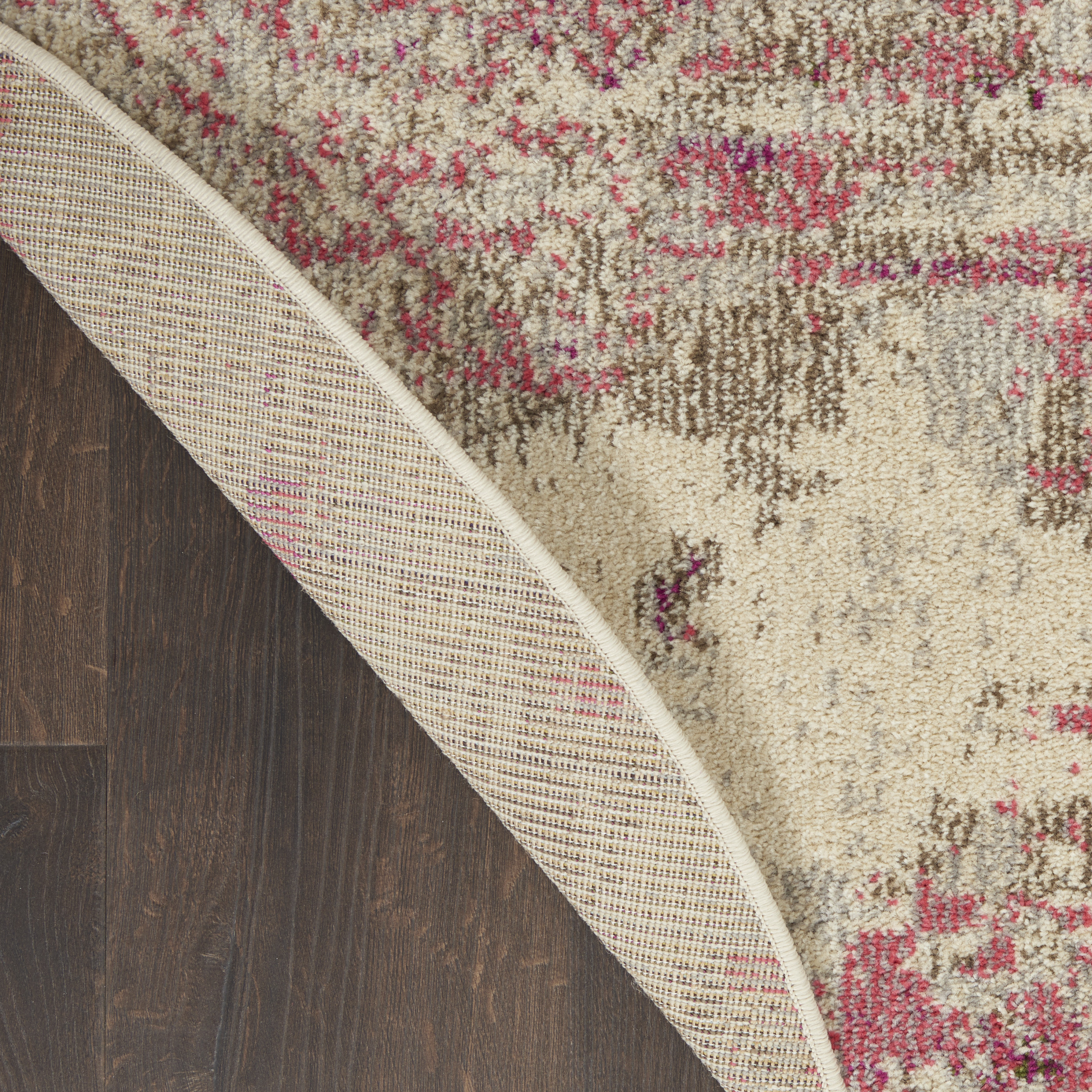 Nourison Celestial 5'3" x Round Ivory Pink Modern Indoor Rug