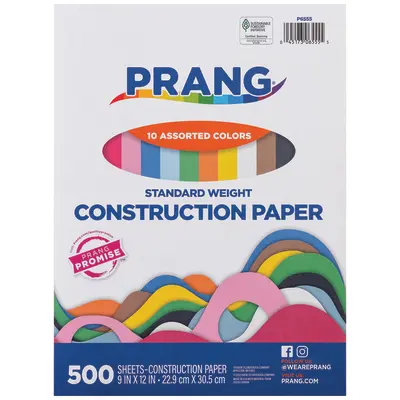 Prang (Formerly Art Street) Color-Blocked Stack Construction Paper, 10 Assorted Colors, Standard Weight, 9