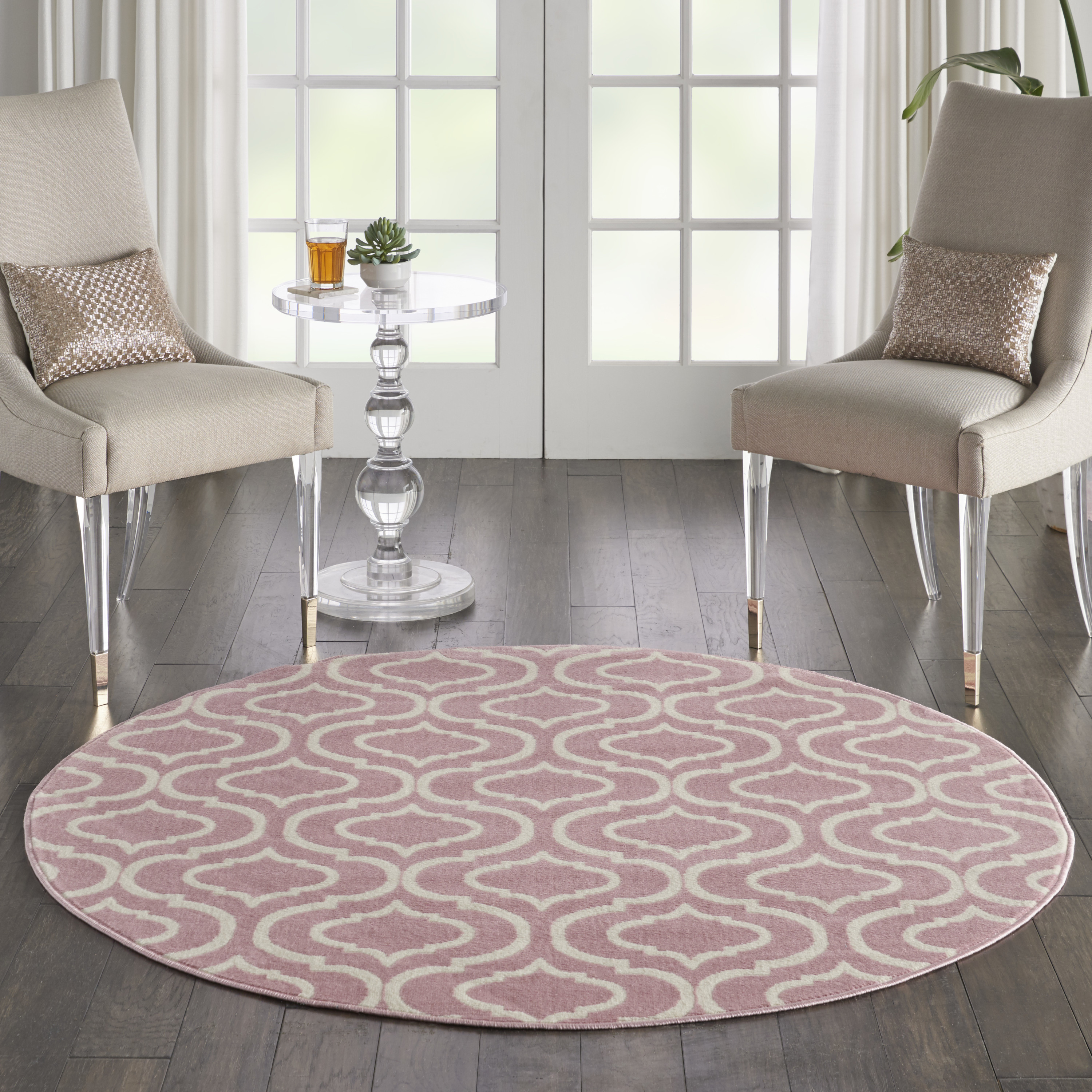 Nourison Jubilant 5'3" x Round Pink Contemporary Indoor Rug