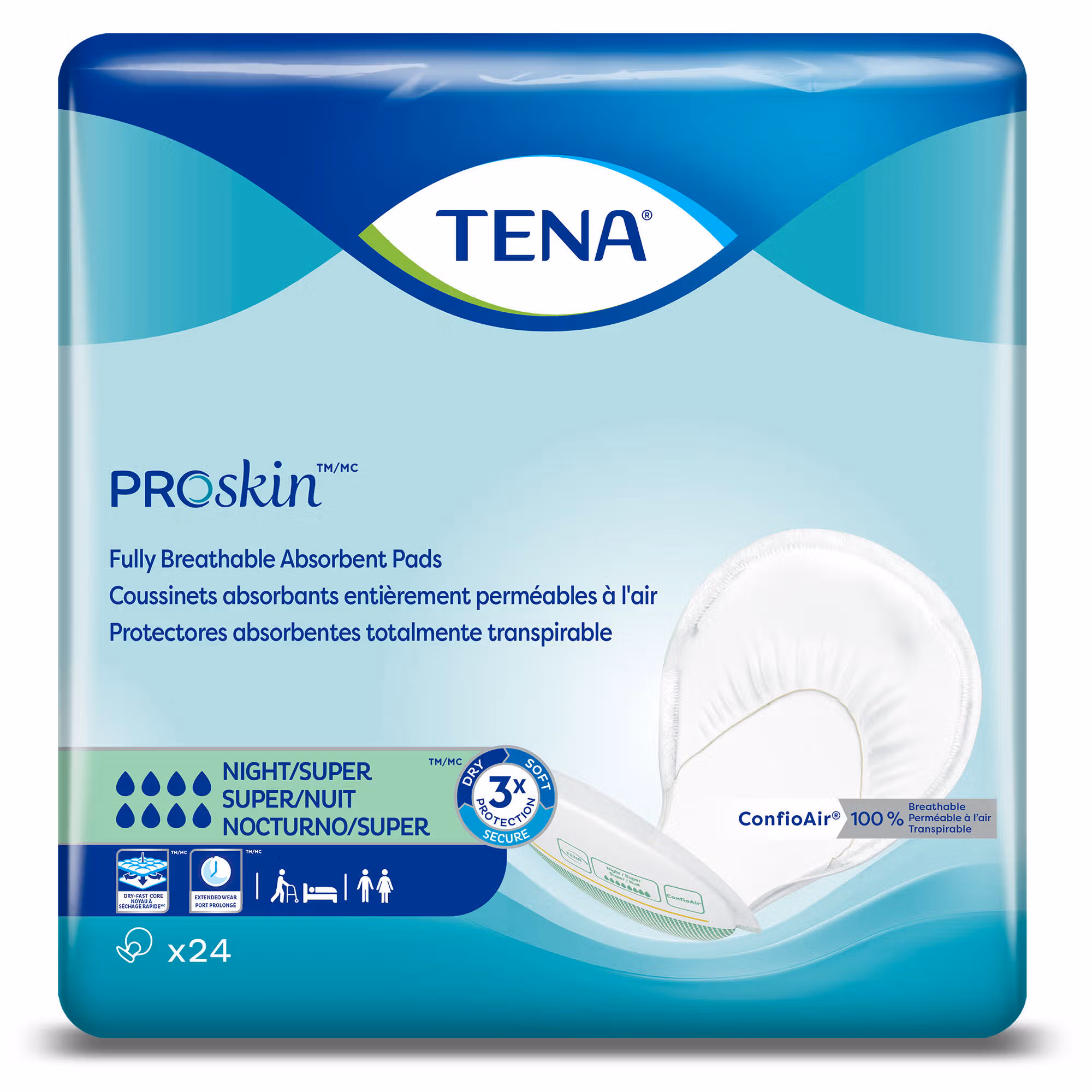 Tena® ProSkin™ Night Super Fully Breathable Absorbent Pads