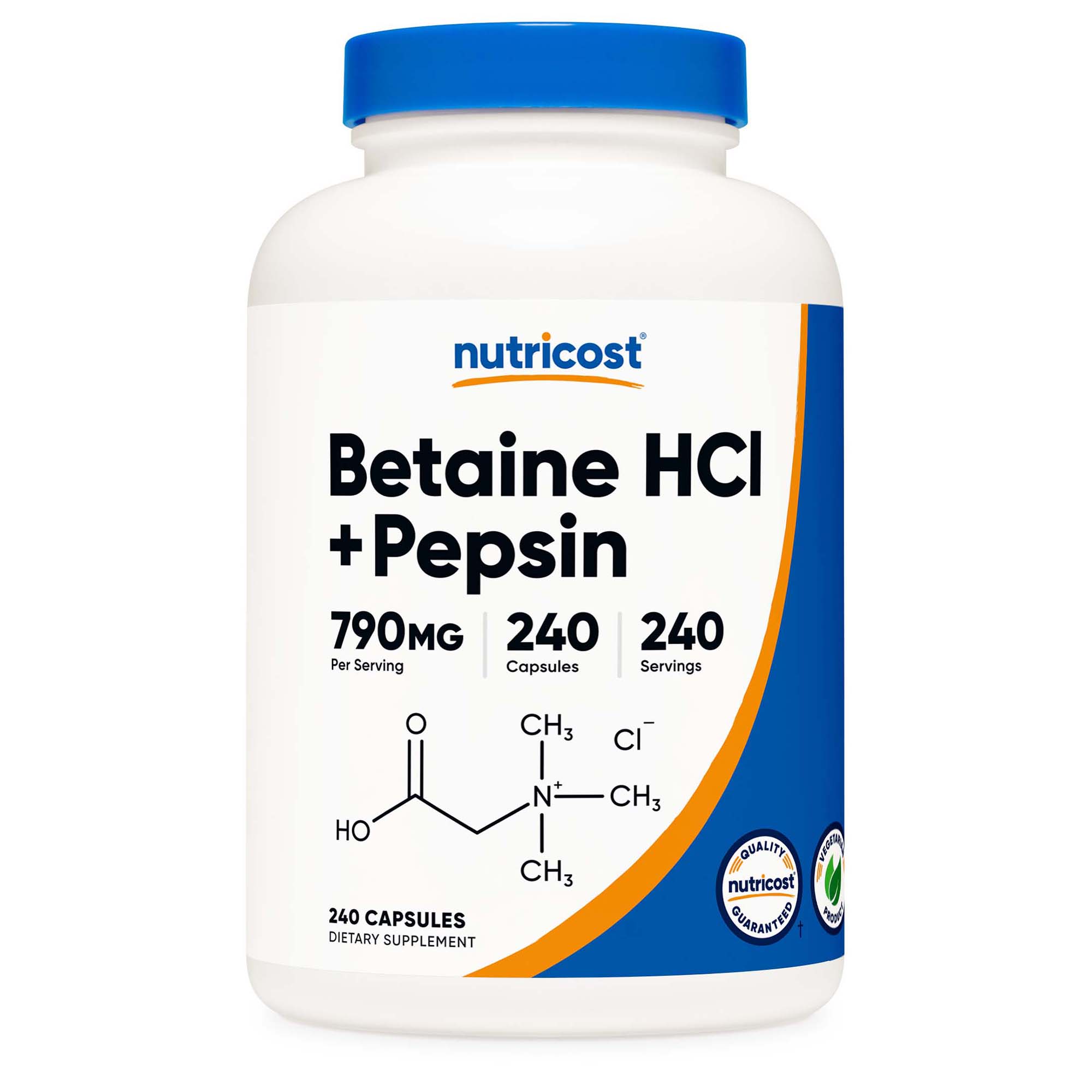 Nutricost VITAMIN, CAP BETAINE HCL + PE PSIN 790MG (240/BT 12BT/CS)