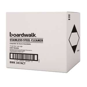 Boardwalk,  Stainless Steel Cleaner and Polish, Water-in-Oil Based,  18 oz Aerosol Can