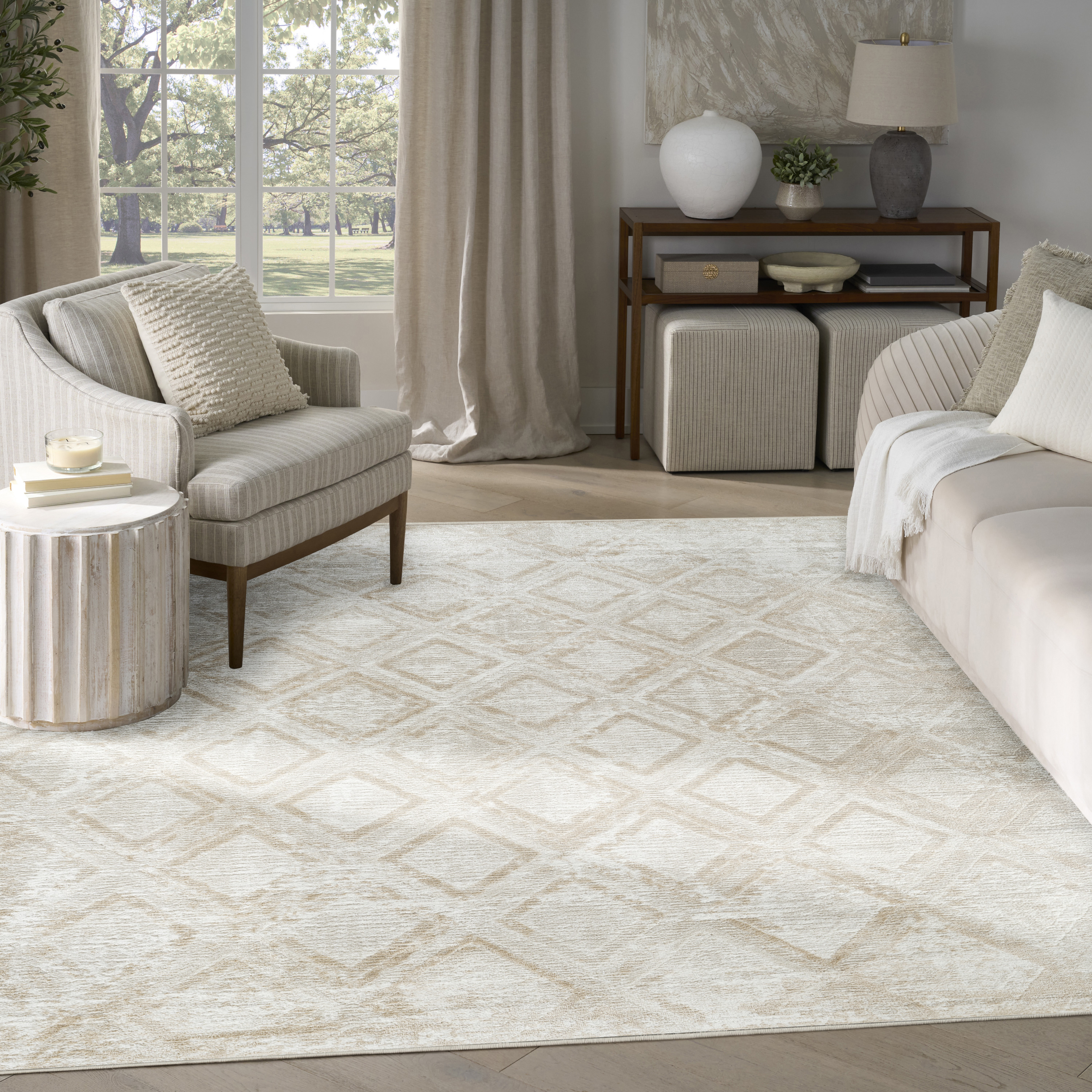 Nourison Dekor 7'10" x 9'10" Ivory Beige Modern Indoor Rug