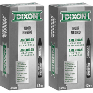 Professional Marking Crayons, Black, Dozen, 2 Packs