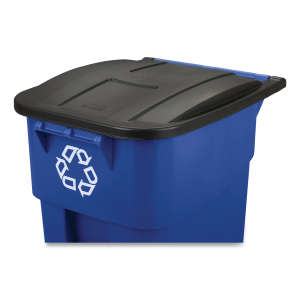 Rubbermaid Commercial, Recycling Rollout, 50 gal, Resin, Blue, Square, Receptacle