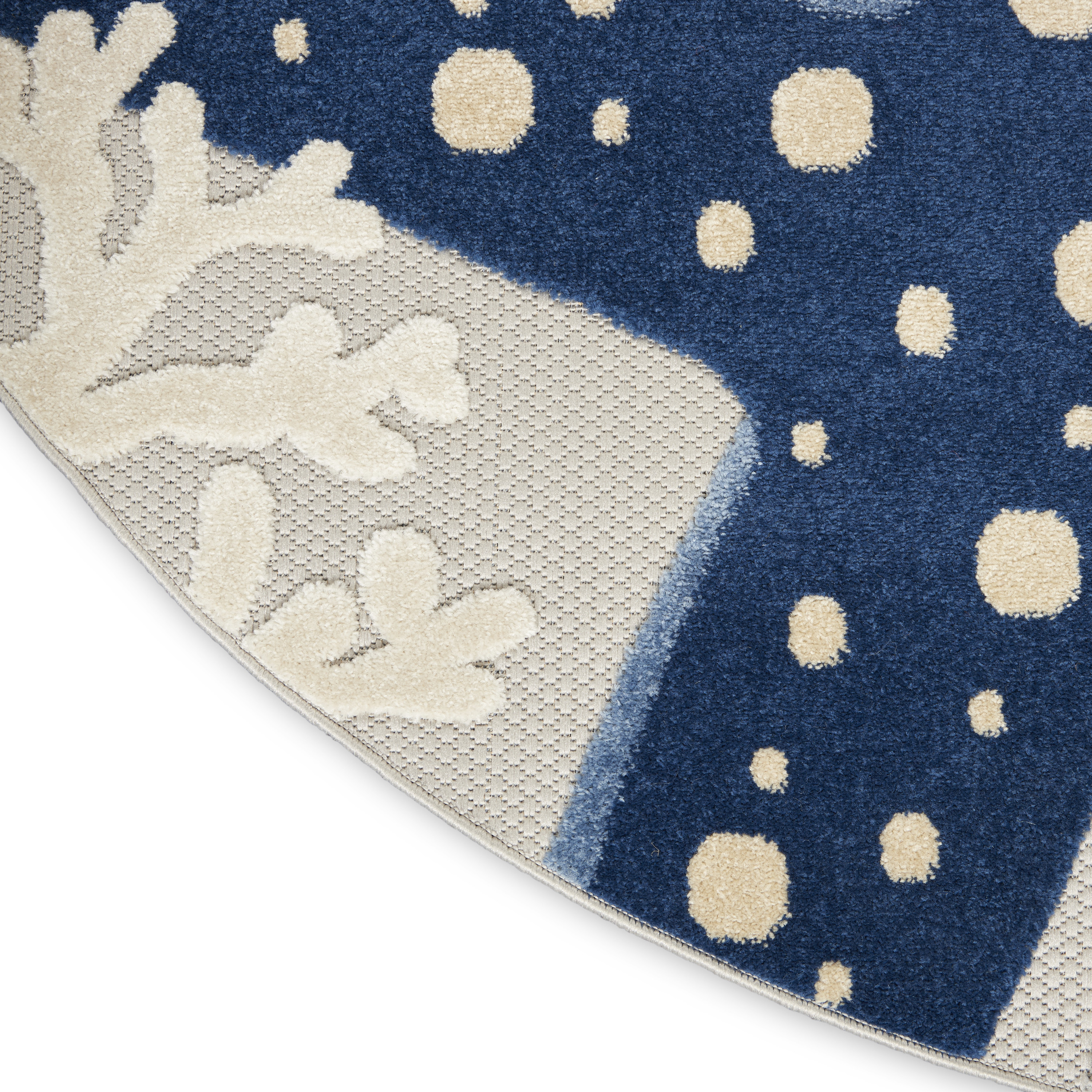 Nourison Aloha 5'3" x Round Blue Grey Coastal, Nautical & Beach Rug