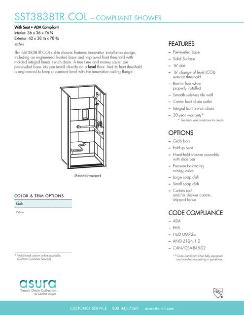 Tech Data Sheet — Cd Shower Tech Data Asura Sst 3838 Tr Col